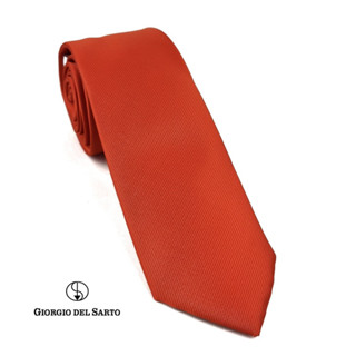 Giorgio Del Sarto Necktie 7.5 cm Orange with Fabric Texture เนคไทสีส้มมีเท็กเจอร์