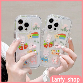 💖New💖iPhone 14 13 12 11 Pro Max เคส for เคสไอโฟน11 โปร่งใส บางเบาพกพาง่าย น่ารัก การ์ตูน สามมิติ กระต่าย แฟชั่น Case