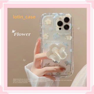 🎁ส่งของขวัญ🎁เคสไอโฟน สำหรับ 11 14 for iPhone Case 13 12 Pro Max ระดับสูง แฟชั่น ดอกไม้ กันกระแทก เคสนิ่ม เคสโทรศัพท์