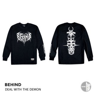 BEHIND เสื้อยืด แขนยาว “ DEAL WITH THE DEMON “  แนวสตรีท เสื้อยืดชาย หญิง