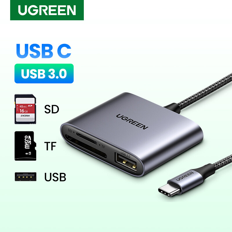 UGREEN รุ่น 80798 USB-C SD Card Reader 3 in 1 USB C Card Reader Adapter Type C Micro SD Memory Card 