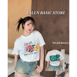 VALEN BASIC STORE 🌟เสื้อยืดลายมาริโอ้สกรีนหน้าหลัง