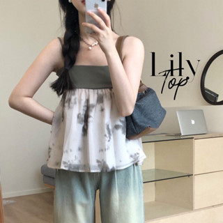 Lily Top เสื้อครอปสายเดี่ยว แต่งระบาย สไตล์เกาหลี