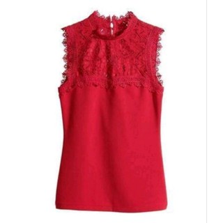 H : Red Lace Sleeveless Top (เสื้อลูกไม้แขนกุดสีแดง)