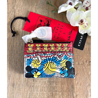 กระเป๋าใส่บัตร ลายมิกกี้เมาส์ COACH Disney Mickey Mouse X Keith Haring Mini Skinny Id Case C7434