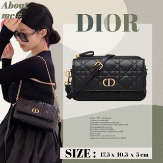 ดิออร์ ⭐DIOR CARO POUCH WITH CHAIN⭐ ผู้หญิง/กระเป๋าสะพายไหล่/กระเป๋าสะพายข้าง