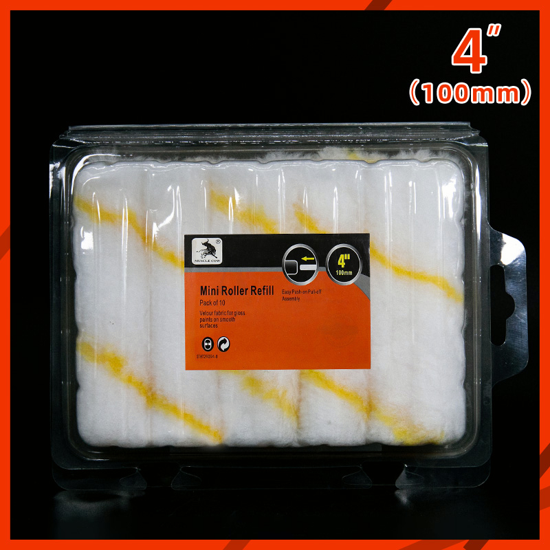Muscle Cow  อะไหล่ลูกกลิ้ง ทาสี ขนแกะแท้ ขนาด 4 นิ้ว (1 กล่อง 10 ลูก) ยี่ห้อ  ลูกกลิ้ง สีน้ำ อะคริลิค สีน้ำมัน ขนแกะ