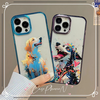 🔥สไตล์ใหม่🔥เคสไอโฟน iphone 11 14 Pro Max บุคลิกภาพ ภาพวาดสีน้ำมันลูกสุนัข ป้องกันการตก iphone 12 13 Pro Case for iPhone