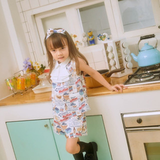 BABA BAKES 04# Cascade Collar Top &amp; Skirt set ชุดเดรส เสื้อผ้าแฟชั่นสำหรับเด็ก