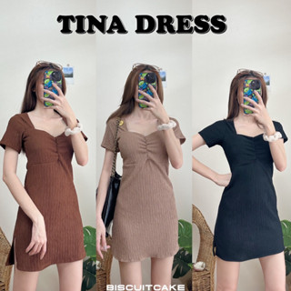 เดรสแขนสั้น จีบอก มีฟองน้ำ (TINA DRESS)