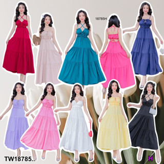 👗Pfashion [ส่งไวมาก🚛]  P18785 เดรส สายเดี่ยว ปรับสายได้ มีสายผูกเอวด้านหลัง ..