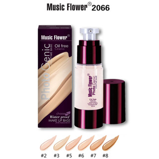 M2066 รองพื้น กันน้ำ Music Flower Photogenic Overtime Foundation Oil Free รองพื้นเทพ ฝาม่วง ครีมรองพื้น (ขวดสูญญากาศ)