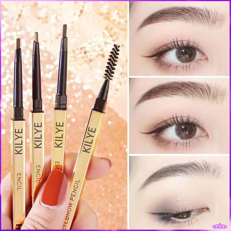 ดินสอเขียนคิ้ว กันน้ำ ดินสอเขียนคิ้วแบบหมุน 2 in 1 มีแปรงปัดคิ้วในตัว มี 5 สี