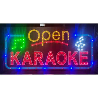 ป้ายไฟLED*OPEN KARAOKE* ป้ายไฟ ป้ายไฟร้าน ป้ายไฟตกแต่งร้าน ป้ายไฟวิ่ง ป้ายไฟตัวอักษร ป้ายไฟสำเร็จรูป (LB00060)