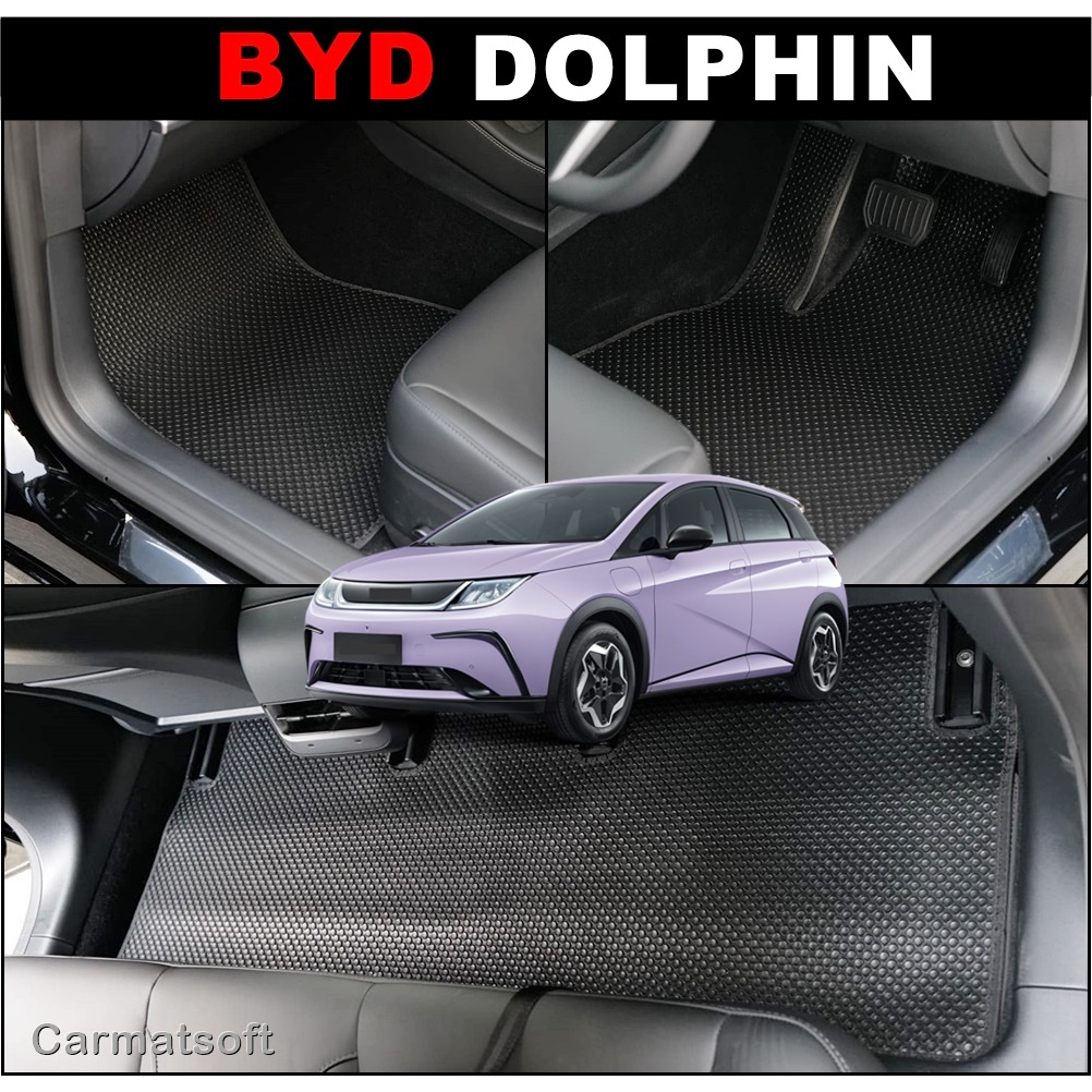 พรมปูพื้นรถยนต์ BYD DOLPHIN  ลายกระดุมเม็ดเล็กยางpvc  3ชิ้น ภายในห้องโดยสาร