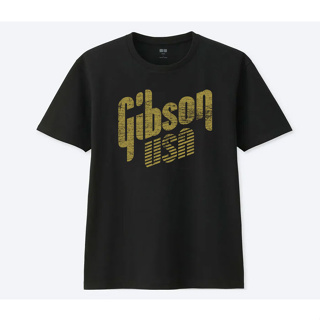 GIBSON GOLD VINTAGE STYLE T SHIRT  เสื้อยืด สีดำ วินเทจ กีตาร์ SIZE M - 5XL