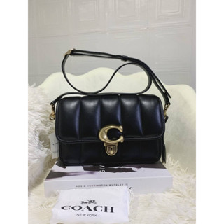 (ผ่อน0%) กระเป๋าสะพายข้าง Coach C7725 Studio Shoulder Bag With Quilting สีดำ อะไหล่ทอง หนังแท้ งานshop 9 นิ้ว