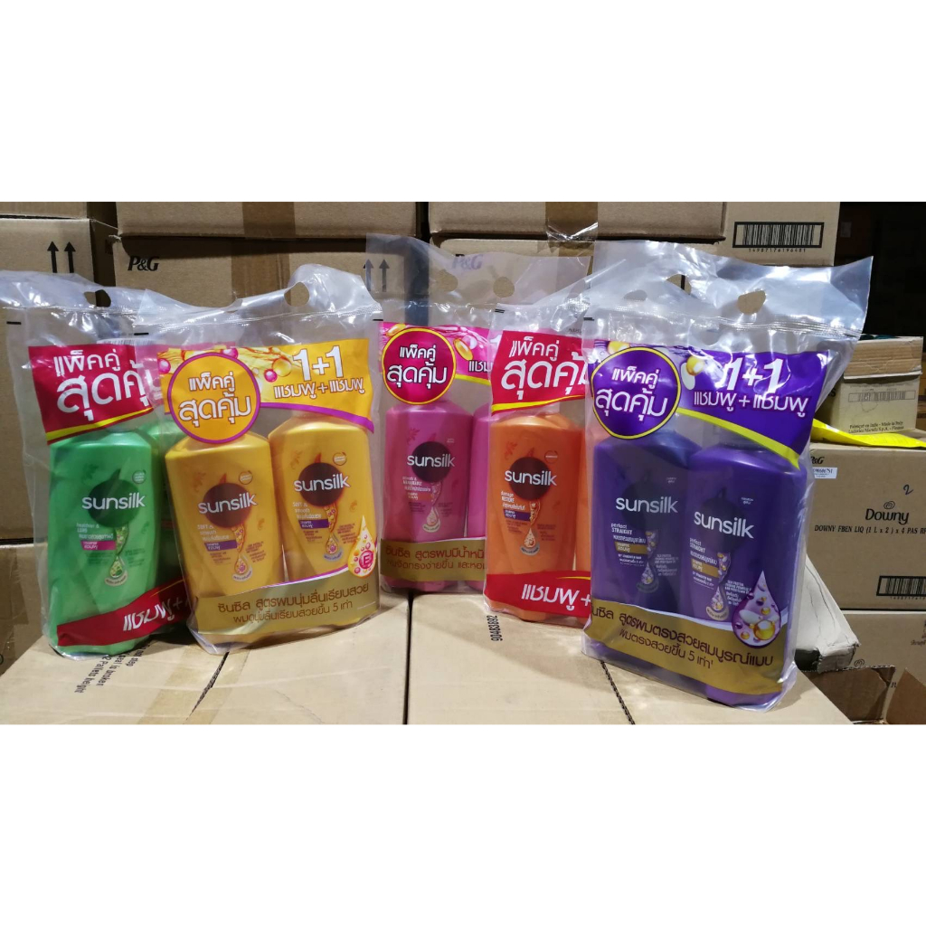 Sunsilk ซันซิล {แชมพู+นวด/ แชมพู+แชมพู} ยาสระผม ขวดปั้ม300-350มล. - 1