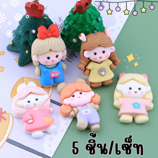 5 ชิ้น/เซ็ท เรซิ่นเด็กผู้หญิง ตกแต่ง DIY เรซิ่นลายการ์ตูนน่ารัก