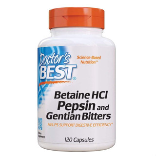 Doctors Best, ช่วยกระตุ้นการผลิตเอนไซม์ย่อยอาหาร, Betaine HCL Pepsin &amp; Gentian Bitters 120 Caps