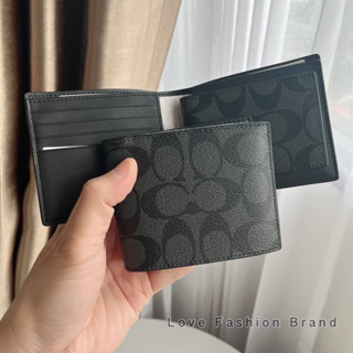 👑Fashionbrand100%👑 ✅แถมฟรี กล่อง สีน้ำตาลอย่างดี COMPACT WALLET IN SPORT CALF LEATHER F74993 74993