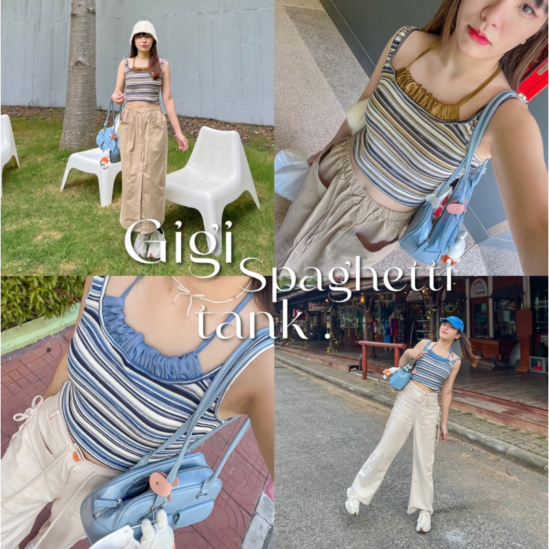 (พร้อมส่ง) Gigi spaghetti tank เสื้อสายเดี่ยวไหมพรม