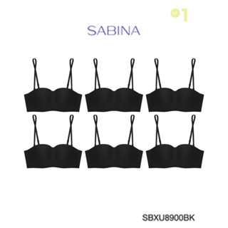 Sabina เสื้อชั้นใน (Set 6 ชิ้น) Invisible Wire (ไม่มีโครง) รุ่น Pretty Perfect รหัส SBXU8900BK สีดำ