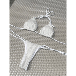 HH549🌩️ White Leaf Bikini