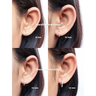 silver 925, ต่างหูห่วงเกลี้ยงเงินแท้ ขนาดความหนา 1.2 mm