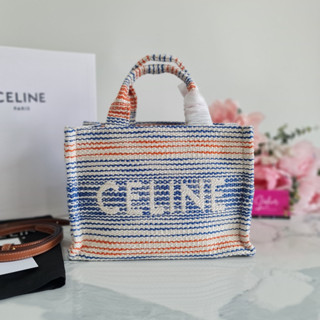 celine tote ขนาดเล็ก สีสันสดใส ส้มสลับ-ฟ้า งานสวยเนียบ