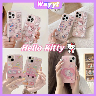 💖จัดส่ง24ชม TH💖iPhone 14 13 12 11 Pro Max เคส for เคสไอโฟน11 บางเบาพกพาง่าย Hello Kitty เขย่าได้ ลูกปัดเม็ดทราย Case