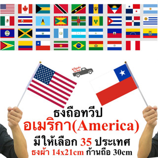 ธงทวีปอเมริกา America 35 ประเทศ ธงผ้า 14x21cm ก้าน 30 cm พร้อมส่งในไทย