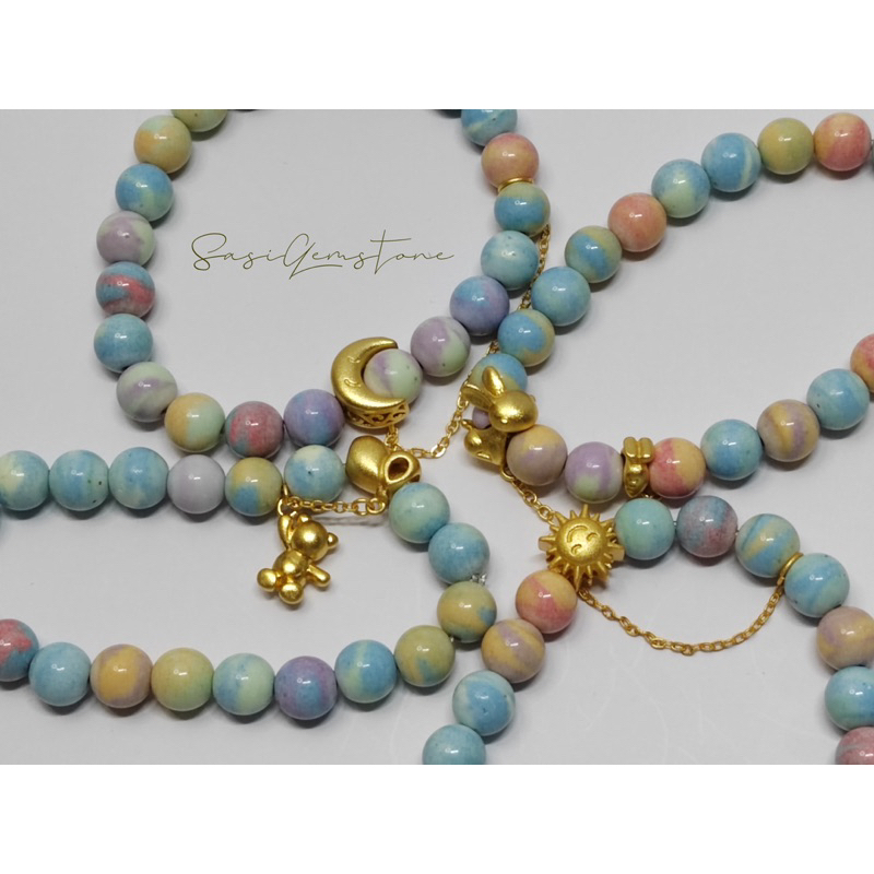 กำไลข้อมือหิน rainbow alashan agate