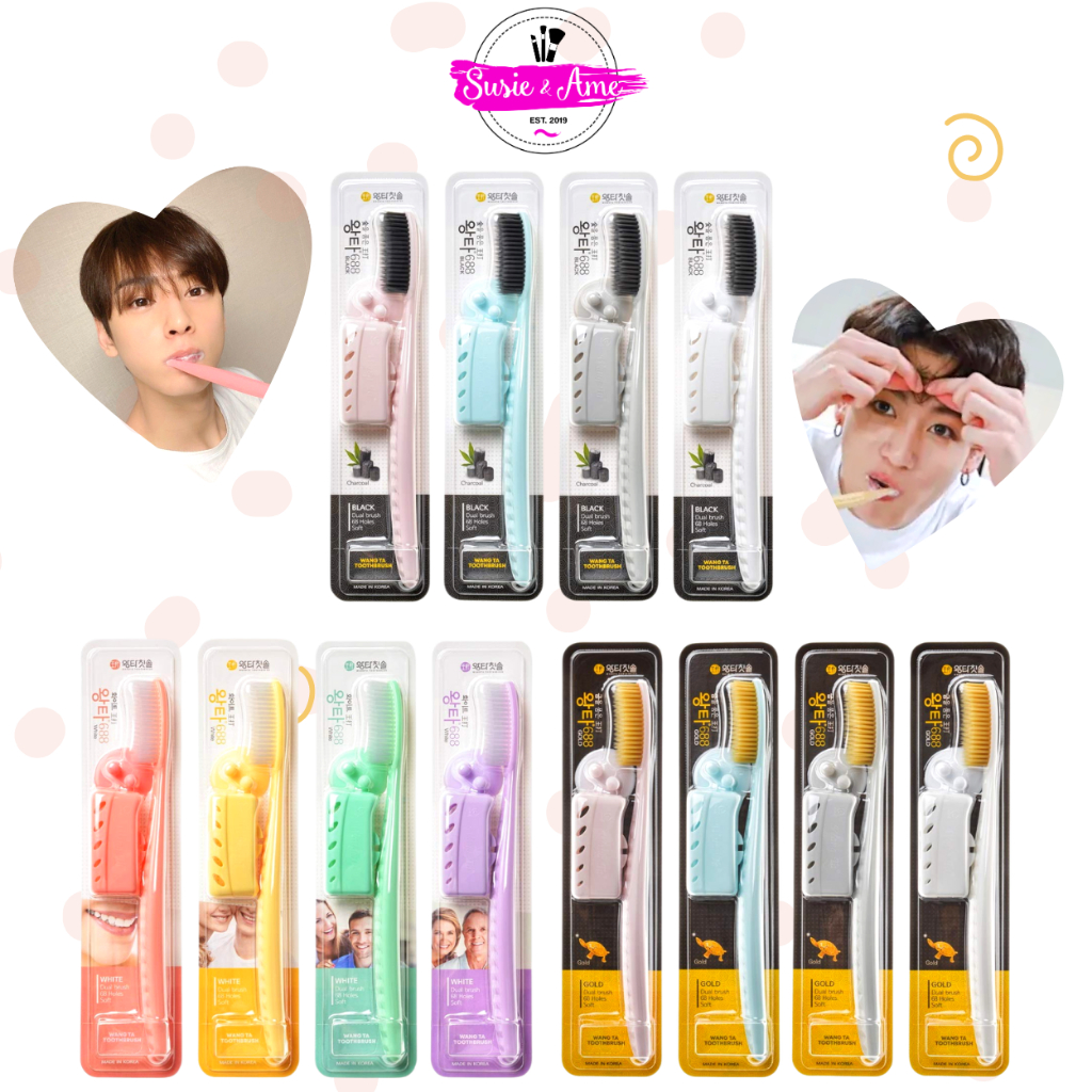ลดเพิ่มสูงสุด100 แปรงสีฟันจองกุก Wangta Toothbrush White Pastel [สุ่มสีจ้า] ขนแปรงนุ่ม