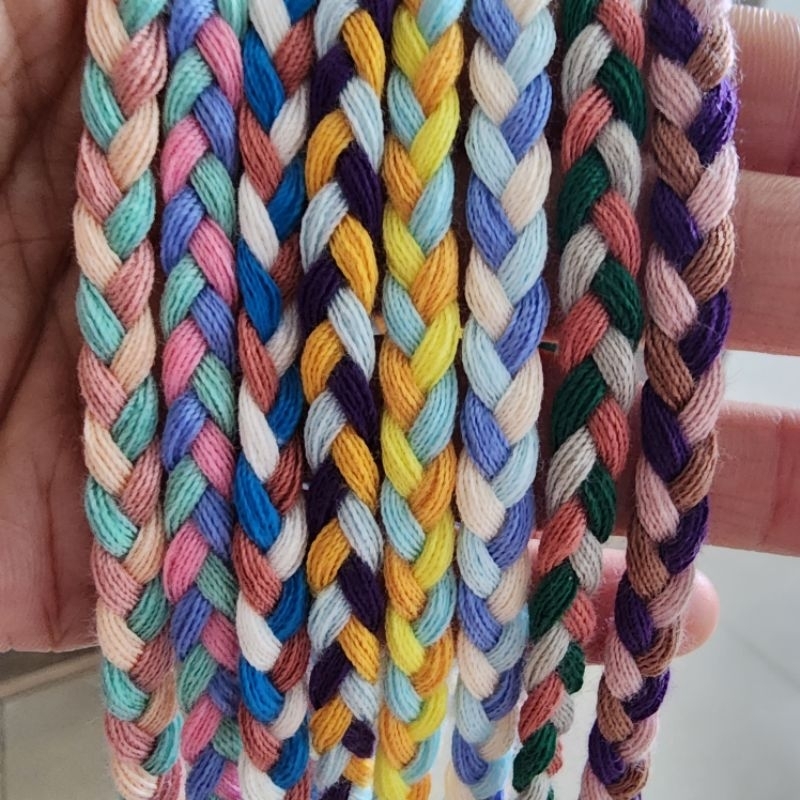 (#115)(มีสีใหม่) 37 สี เชือกเปีย เชือกถัก ขนาด 7มม. ยาว 1หลา (1หลา=90ซม.)