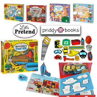 [หนังสือ เด็ก] Priddy books Lets Pretend Chefs Kitchen, Firefighter, Doctor, Builder Play amd Learn Boxed set Puzzle