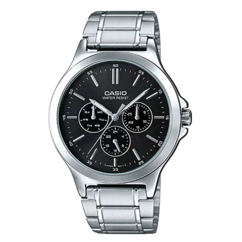 นาฬิกาข้อมือผู้ชายCASIOรุ่นMTP-V300Dสายสแตนเลส 3วงของแท้100%รับประกันสินค้า1ปีเต็ม