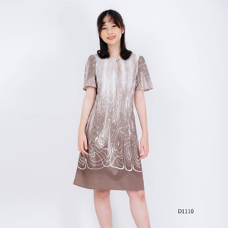 AMILA Dress AM-D1110 คูชั่นบอร์ดเดอร์ แขนสั้น IGPU23-3