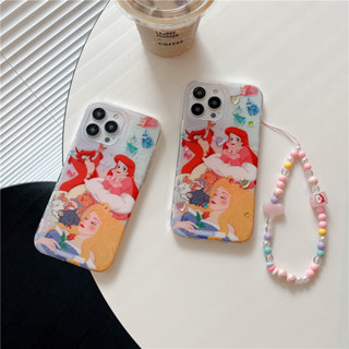 เคสลายเจ้าหญิงนิทรากับแอเรียล + สายคล้องมือ + สติ๊กเกอร์ เคสไอโฟน พร้อมส่ง เคสสำหรับ IPHONE CASE 11-14PROMAX