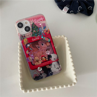 เคสลายรวมการ์ตูนสีแดง + สติ๊กเกอร์