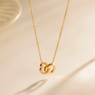 Basic Double heart stainless steel necklace สร้อยสแตนเลสจี้หัวใจคู่ น่ารักมาก