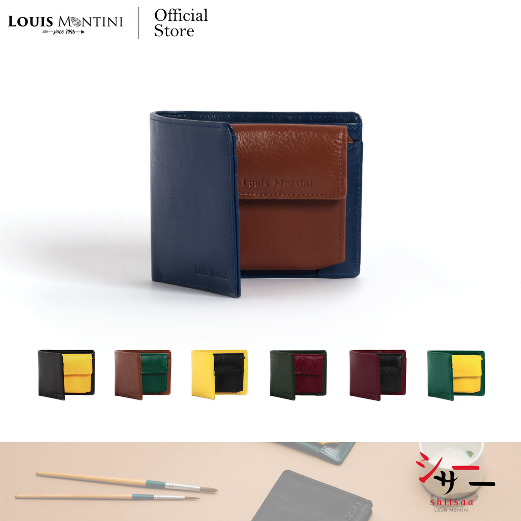 Louis Montini (Shiisaa) กระเป๋าสตางค์ผู้ชายหนังวัวแท้ พร้อมกระเป๋าเสริมใส่เหรียญ TTM121