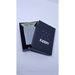 ZIPPO ARMOR CASE°ตัวหนา สีเงินเงา