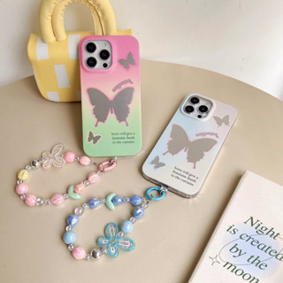 💕พร้อมส่ง💕iPhone 14 13 12 11 Pro Max เคส for เคสไอโฟน11 บางเบาพกพาง่าย น่ารัก ผีเสื้อ แฟชั่น กระจกเงา โซ่มุก Case