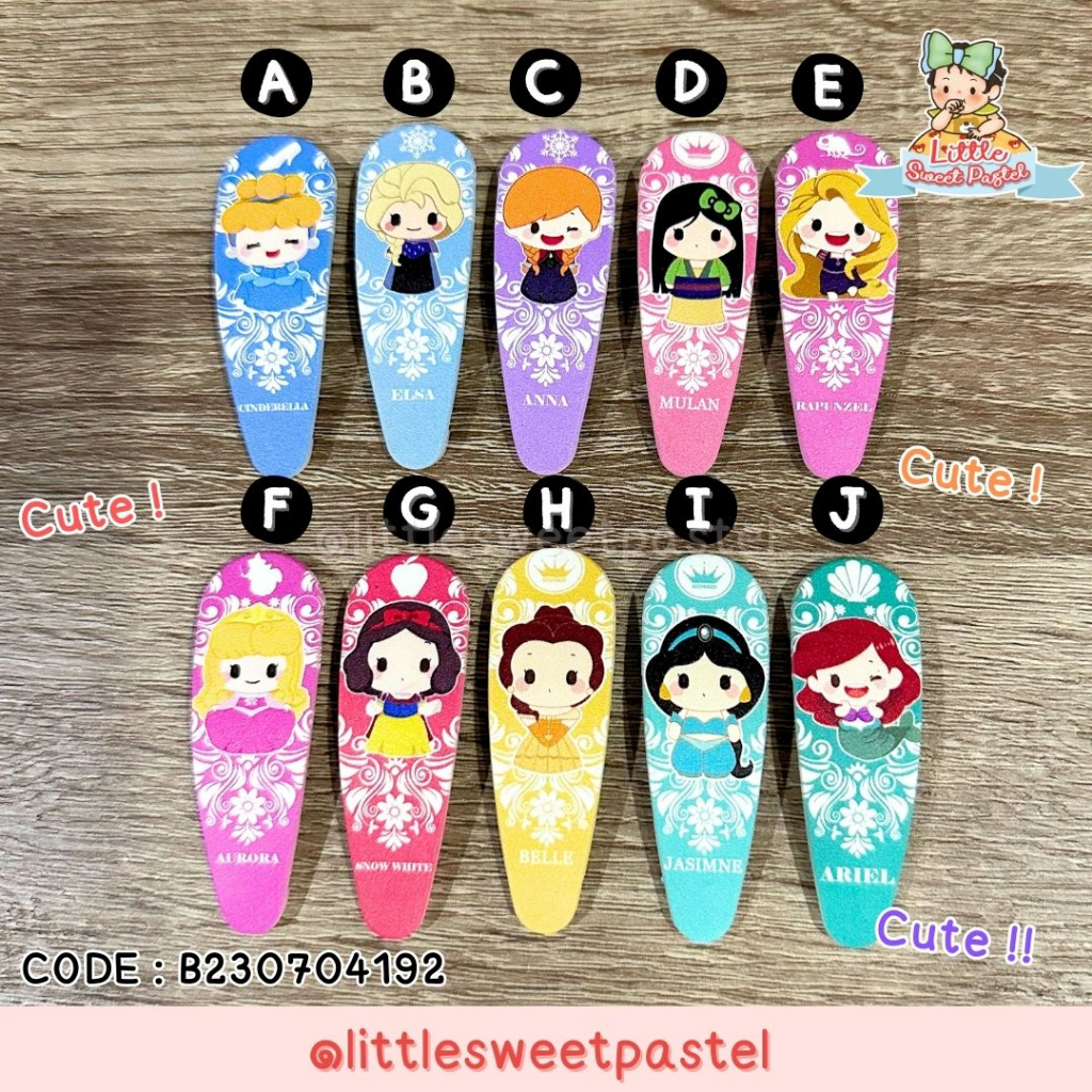 ✅พร้อมส่งในไทย✅ กิ๊บติดผม Disney Princess Elsa Ariel Snowwhite Cinderella  Justin Aurora ขนาด 5 cm B230704192