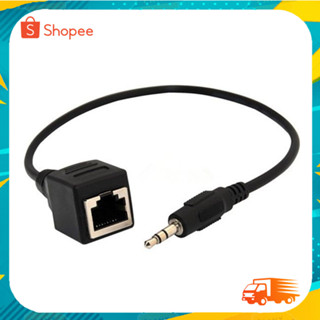 3.5mm 1/8 "Jack macho de ses a Tomada RJ45 Ethernet LAN ağı kablosu 30 cm