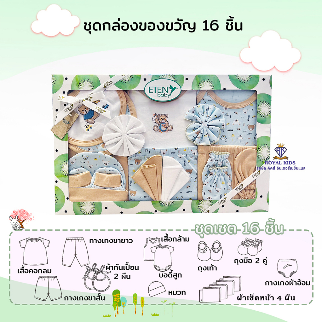 AT0013 ชุดของขวัญเด็กแรกเกิด เด็กผู้หญิง เด็กผู้ชาย ชุดกล่องของขวัญ 16 ชิ้น 0-3 เดือน