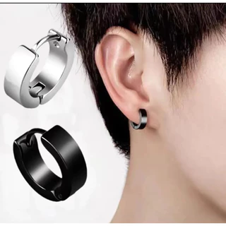ต่างหู ตุ้มหู จิว ต่างหูผู้ชาย Punk Men Stainless Steel Hoop Piercing Round Earrings for Women Men 1 คู่