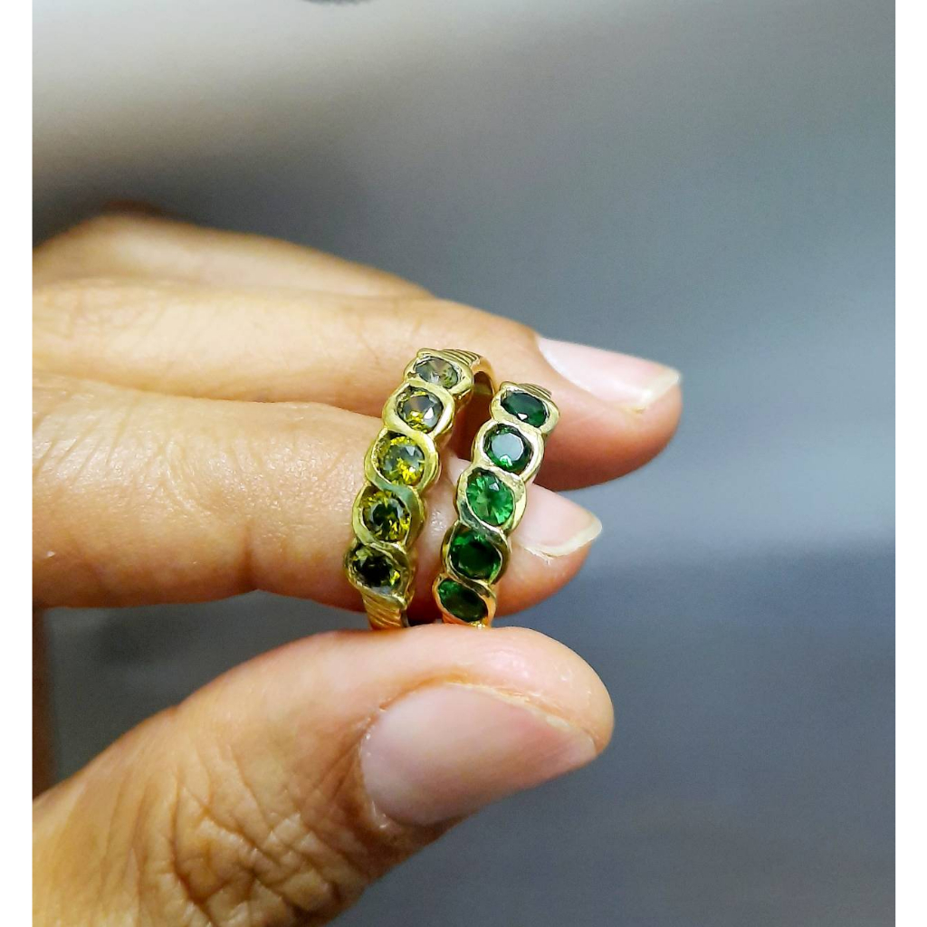 แหวนพลอยประจำวัน แหวนพลอยทองเหลืองเรียบๆใส่ได้ทุกวัน แหวนมรกต (BR-04)