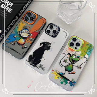 🔥สไตล์ใหม่🔥เคสไอโฟน iphone 11 14 Pro Max ins การ์ตูน สัตว์ขนาดเล็ก จิตรกรรม ป้องกันการตก iphone12 13 Pro Case for iPhone